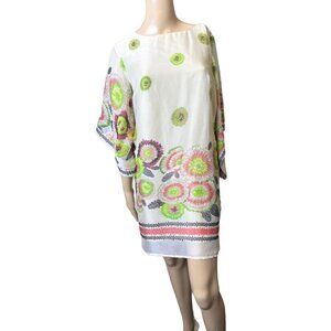 Ark & Co Floral Midi‎ Dress Cutout Back & Bell Sleeves Boho Chic Resort  Small